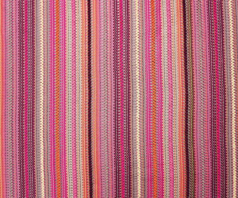 Pink-Multi Poly Stripe Crochet Lace Novelty Knit Fabric