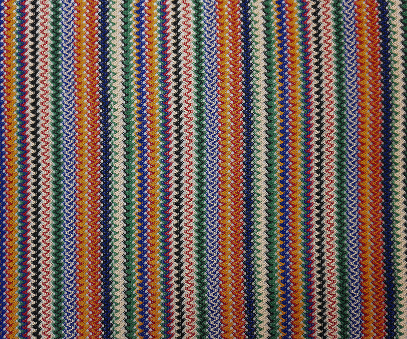 Green-Blue-Muilti Poly Stripe Crochet Open-Lace Novelty Knit Fabric