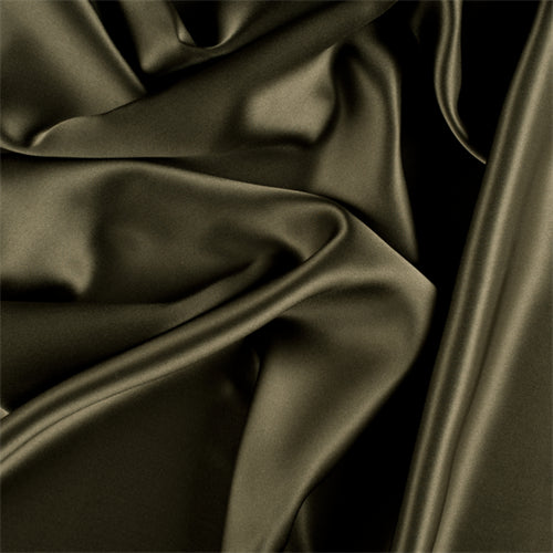 Runway Silks Olive Green Stretch Silk Charmeuse Fabric - Reorderable
