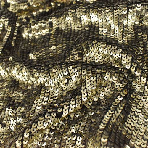2 YD PC-Antique Gold Sequin Silk Chiffon Fabric