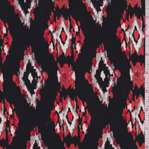 2 1/2 YD PC-Black/Orange Ikat Diamond Nylon Knit Fabric