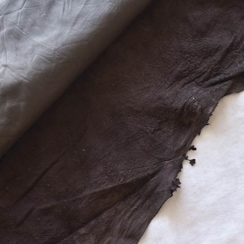 Dark Cocoa Brown Textured Glossy Leather Hide