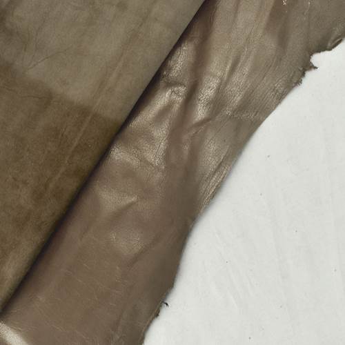 Antique Brown Glossy Textured Leather Hide