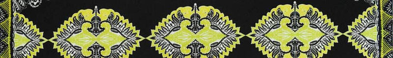 1 1/8 YD PC-Yellow/Black Abstract Baroque Print Faille Fabric