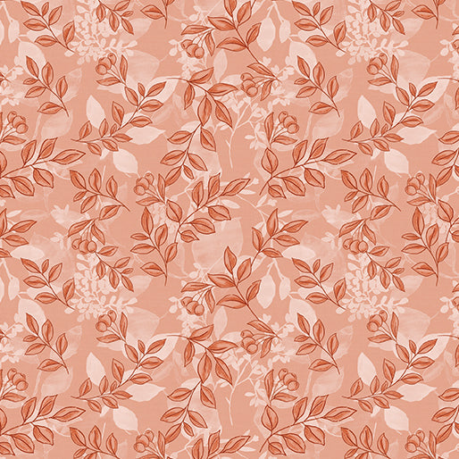 Mountain Foliage Peach Cotton 44"/45" Fabric Per Yard