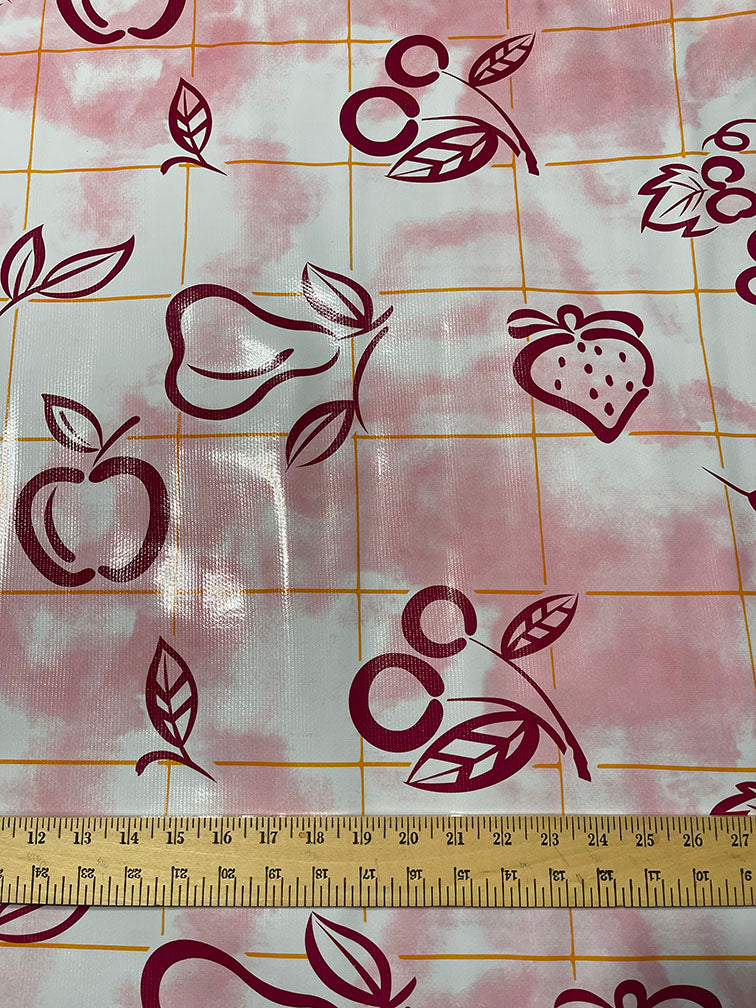 Wine Orange Check Oilcloth Fabric - Reorderable