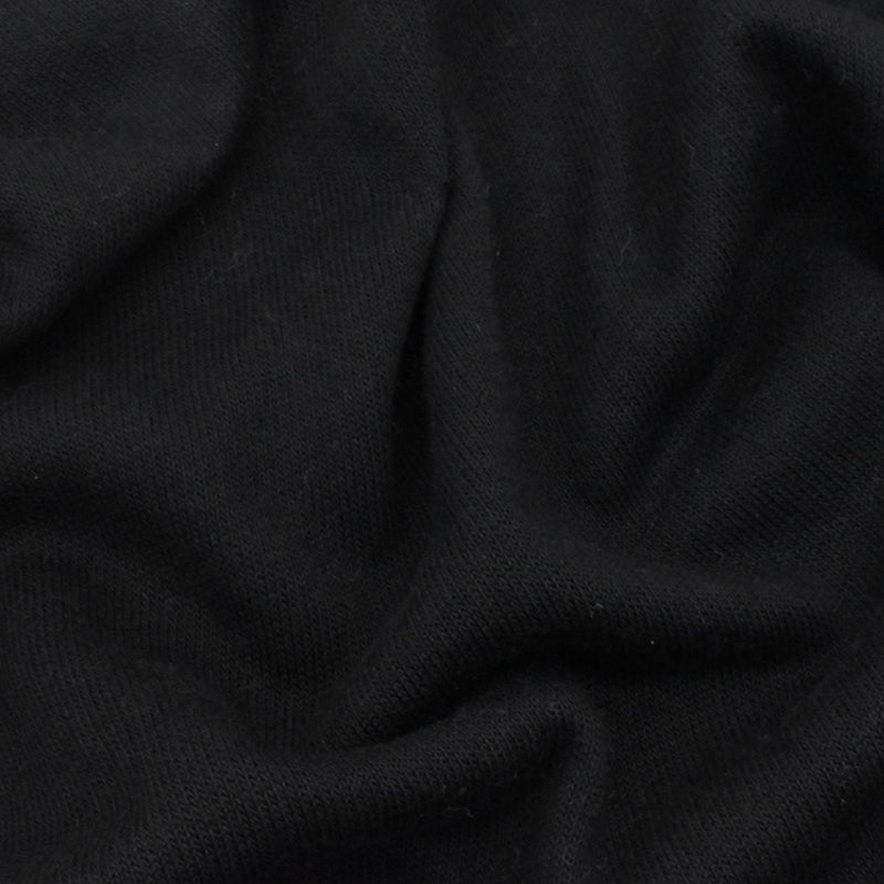 Simple Black Solid Stretch Cotton Terry Knit Fabric