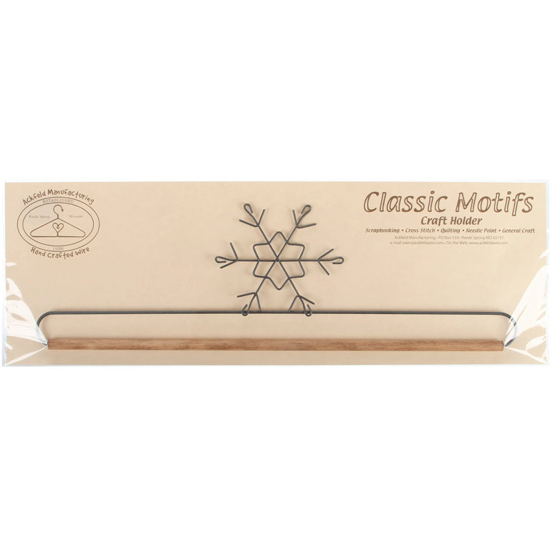 16in Snowflake Holder With Dowel Grey Tex
