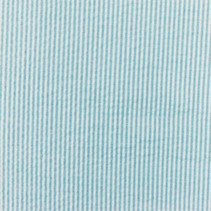 Blue-White Stripe Cotton Poly Seersucker Woven Fabric