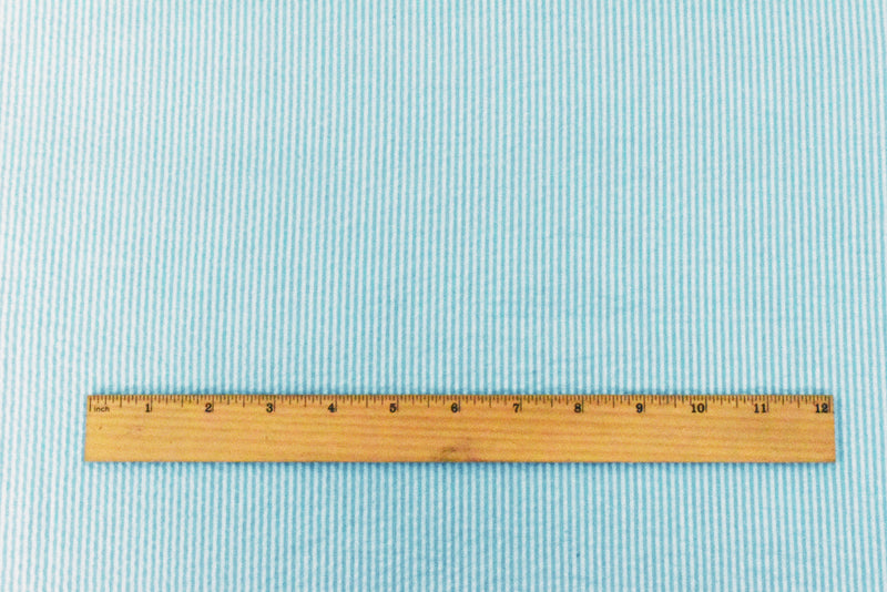 Blue-White Stripe Cotton Poly Seersucker Woven Fabric