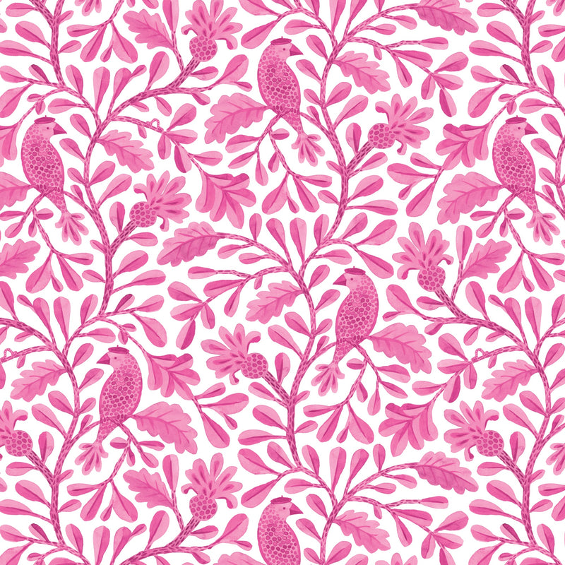 Bubblegum Roux Birds and Branches Cotton 44”/45” Fabric Per Yard