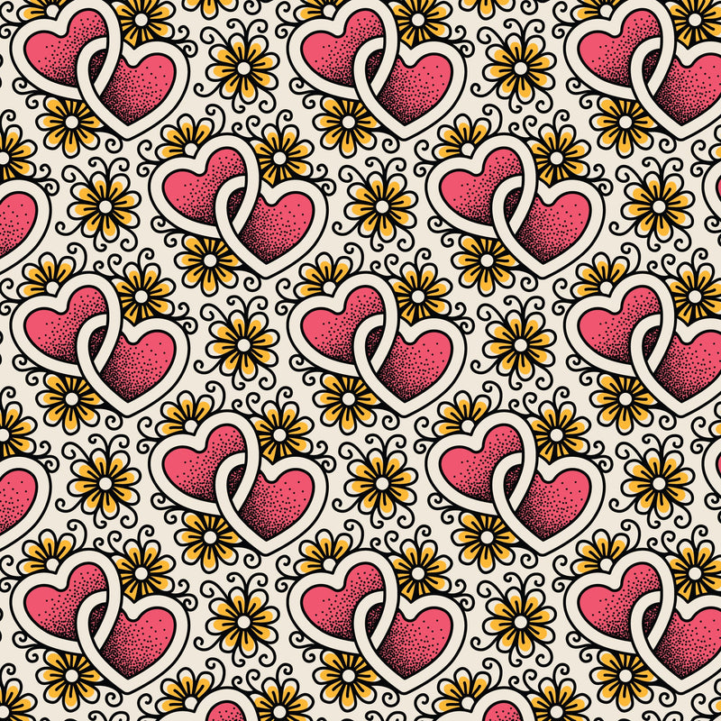 Joined Hearts Love Ink 3385 Cotton 44/45 Fabric Per Yard
