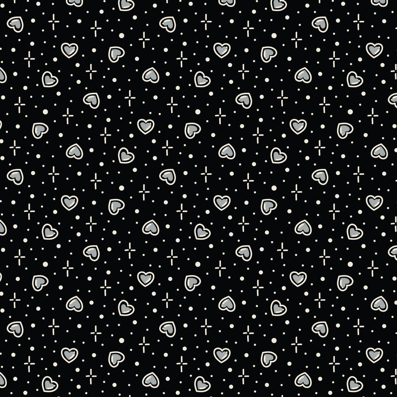 Black Hearts Love Ink 3388 Cotton 44”/45” Fabric Per Yard