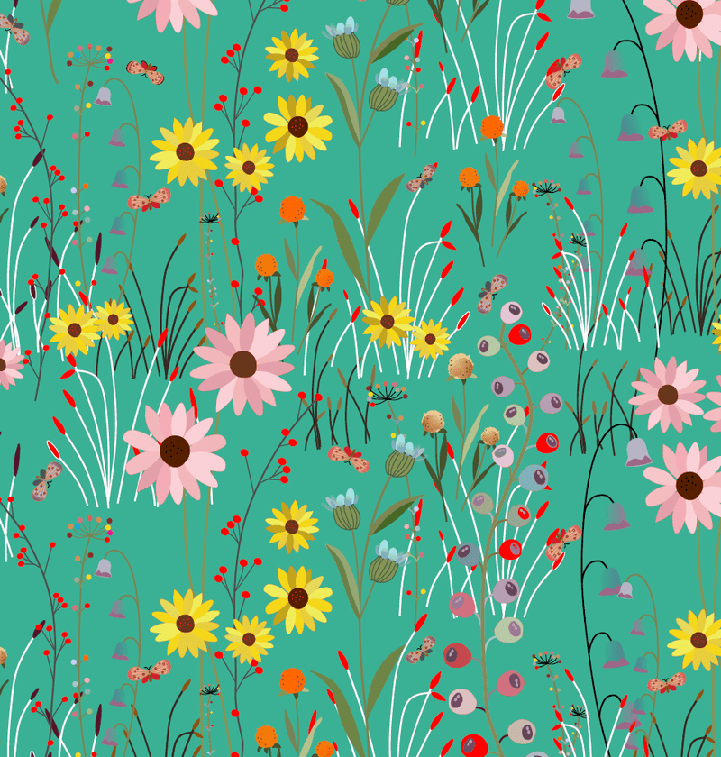 Mint Green Over The Hill View 43"/44" Cotton Fabric Per Yard