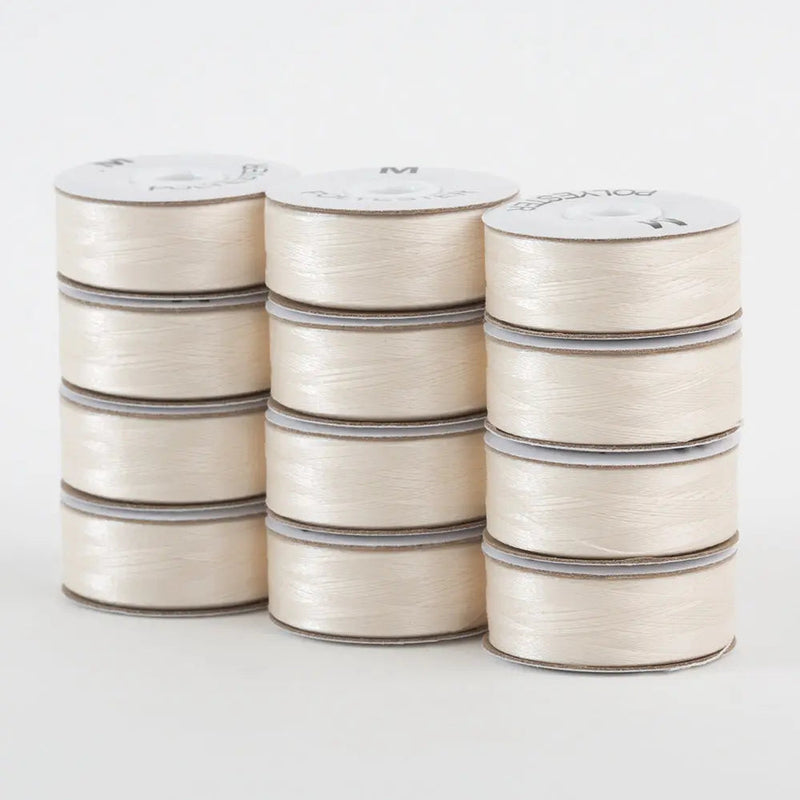Super Bobs Poly #655 Off White (M-Style) 12 pack pre-wound bobbins
