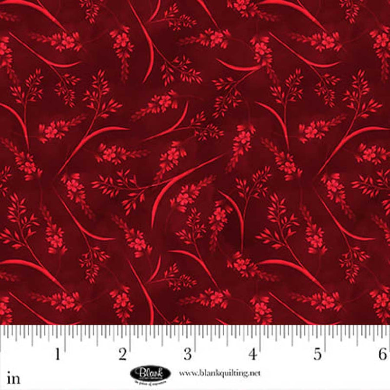 Cameo Appearance Tonal Flower with Leaves Red Cotton 44"/45" Fabric Per Yard