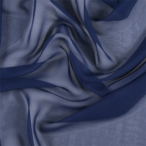 Runway Silks Dark Blue Wide Silk Chiffon Fabric - Reorderable
