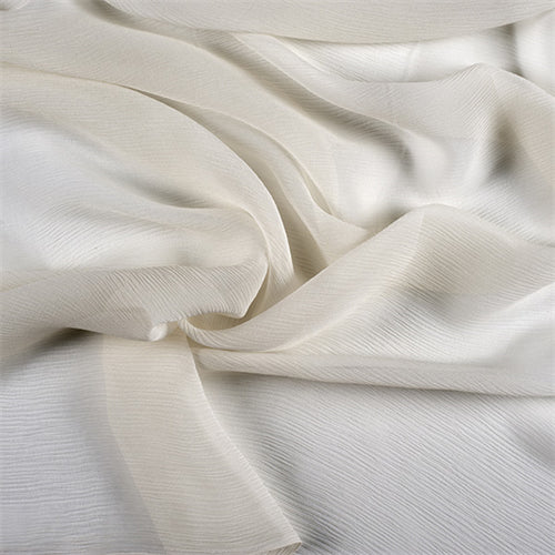 Runway Silks Eggshell Crinkled Silk Chiffon Fabric - Reorderable