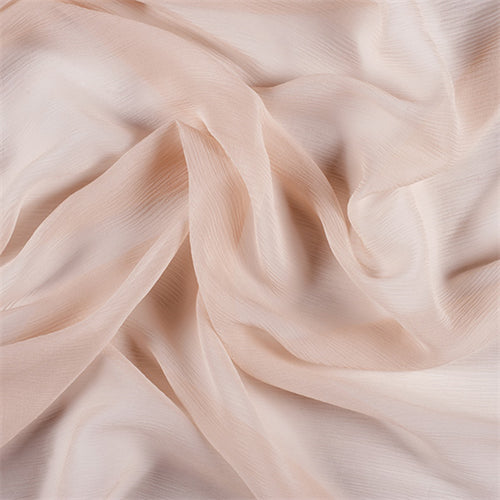Runway Silks Pale Peach Crinkled Silk Chiffon Fabric - Reorderable
