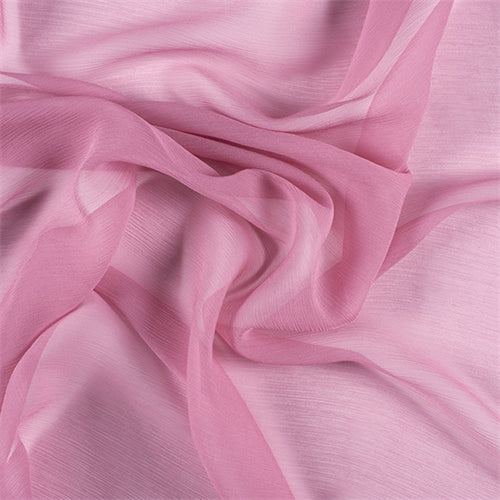 Runway Silks Carnation Pink Crinkled Silk Chiffon Fabric - Reorderable