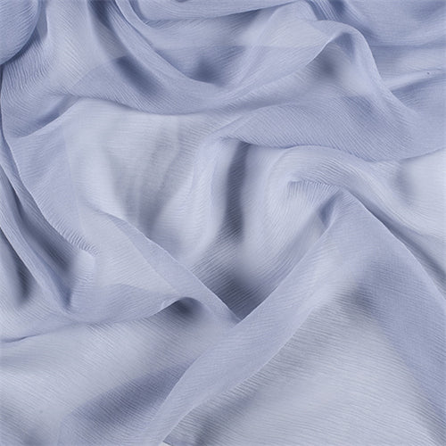 Runway Silks Steel Blue Crinkled Silk Chiffon Fabric - Reorderable
