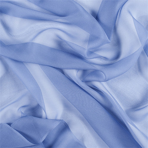 Runway Silks Copenhagen Blue Crinkled Silk Chiffon Fabric - Reorderable