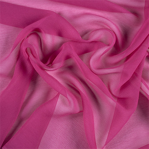 Runway Silks Fuschia Crinkled Silk Chiffon Fabric - Reorderable