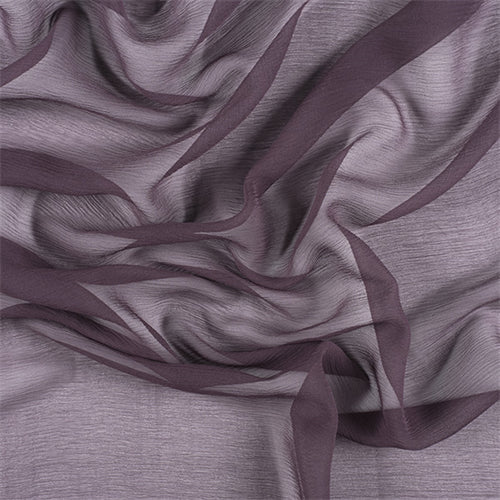 Runway Silks Aubergine Crinkled Silk Chiffon Fabric - Reorderable