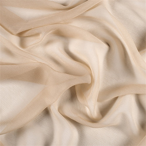 Runway Silks Golden Tan Crinkled Silk Chiffon Fabric - Reorderable