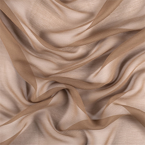 Runway Silks Mocha Crinkled Silk Chiffon Fabric - Reorderable