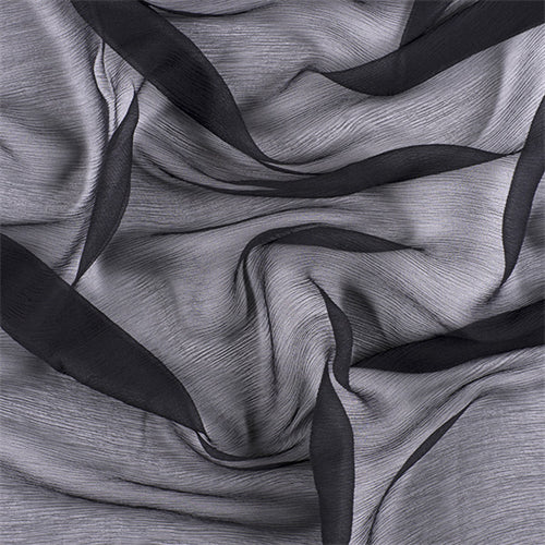 Runway Silks Midnight Navy Crinkled Silk Chiffon Fabric - Reorderable
