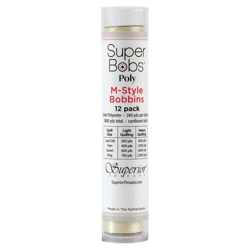 Super Bobs Poly #651 Ivory (M-Style) 12 pack pre-wound bobbins
