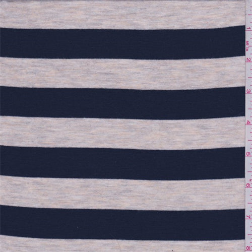 4 YD PC-Navy/Beige Stripe Rayon Jersey Knit Fabric