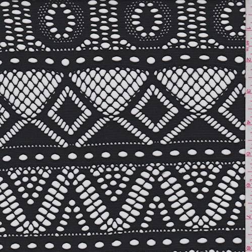 4 3/8 YD PC-Black Laser Cut Inca Stripe Jersey Knit Fabric
