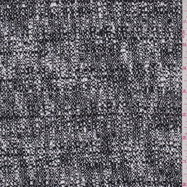 2 3/4 YD PC-Black/Alabaster Mottled Wool Blend Boucle  Fabric