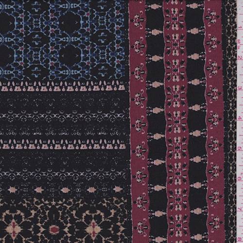 2 1/2 YD PC-Black Multi Moroccan Tile ITY Jersey Knit Fabric