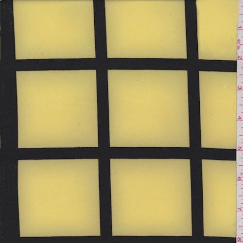 5 YD PC-Yellow/Black Windowpane Polyester Fabric