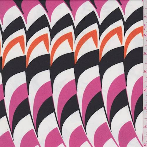 6 YD PC-White/Hot Pink Wing Crepe de Chine Fabric