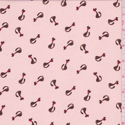 1 5/8 YD PC-Peach Cat Crepe De Chine Fabric