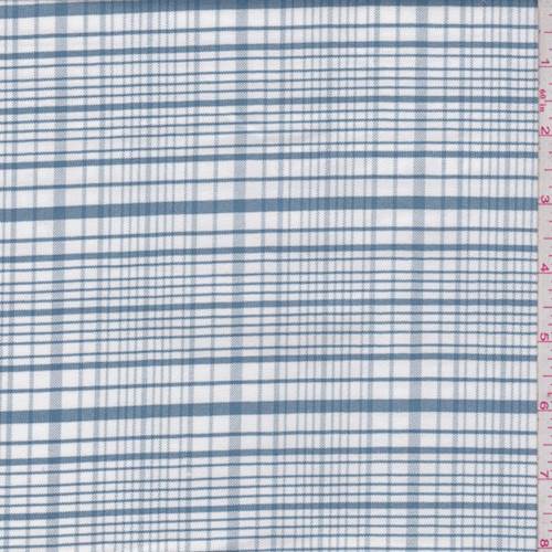 1 3/8 YD PC-Slate Blue-White Plaid Cotton Oxford Shirting Fabric