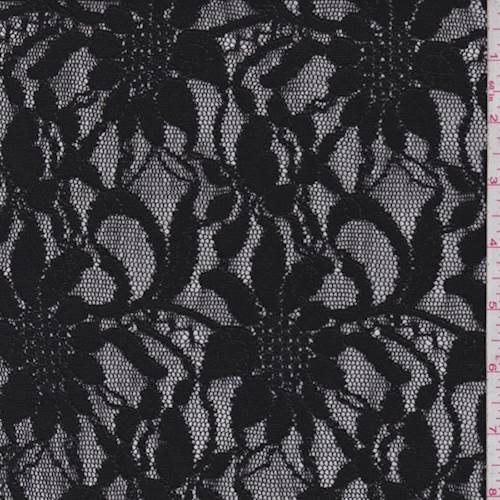 Black Floral Garden Lace Fabric