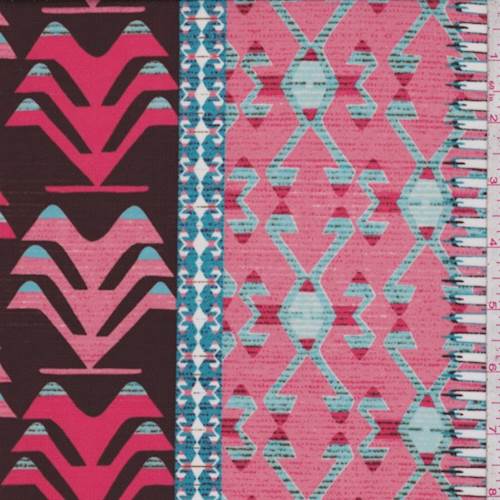 Maroon-Teal Inca Stripe Activewear-Swimwear Fabric