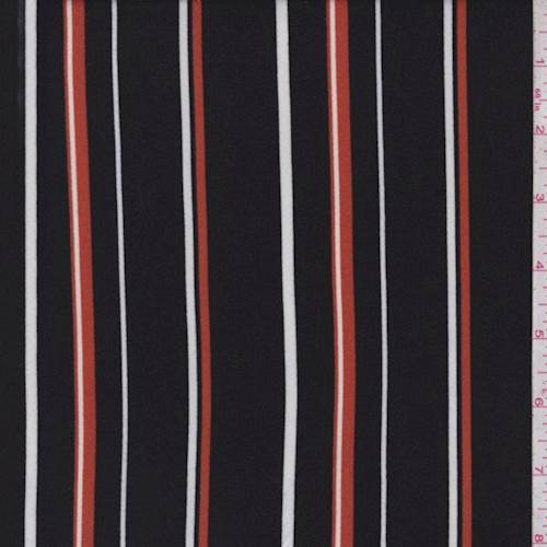 Black/Harvest/White Stripe Double Brushed Jersey Knit Fabric