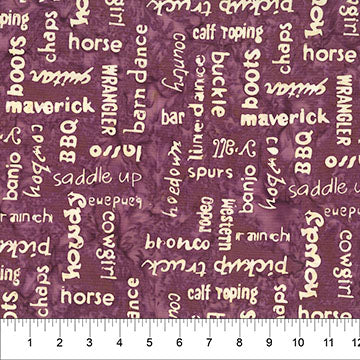 Saddle Up Words Raspberry Cotton 43"/44" Fabric Per Yard