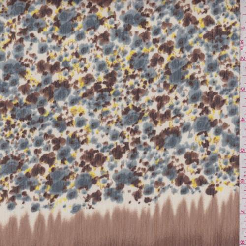 Brown/Slate Mini Floral Crinkle Chiffon Fabric