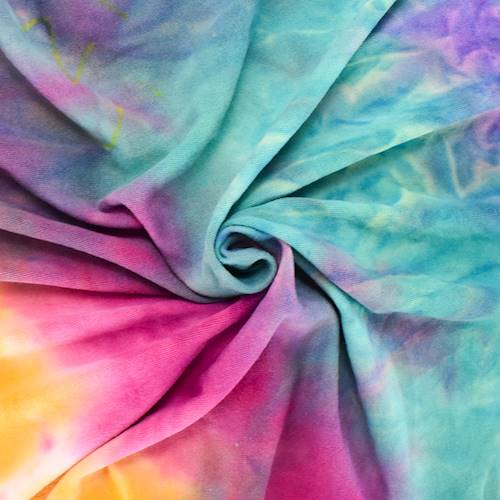 Mustard-Magenta-Jade Green Tie Dye Double Brush Jersey Knit Fabric