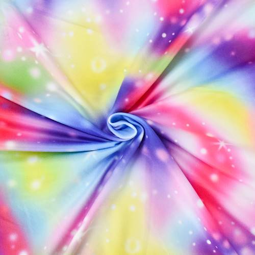 2 YD PC-Pink/Blue/Multi Galaxy Printed DTY Brushed Knit Fabric