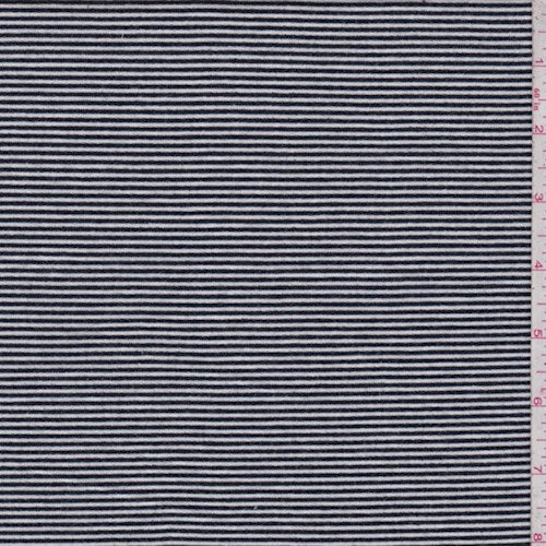 Navy-White Mini Stripe French Terry Knit Fabric