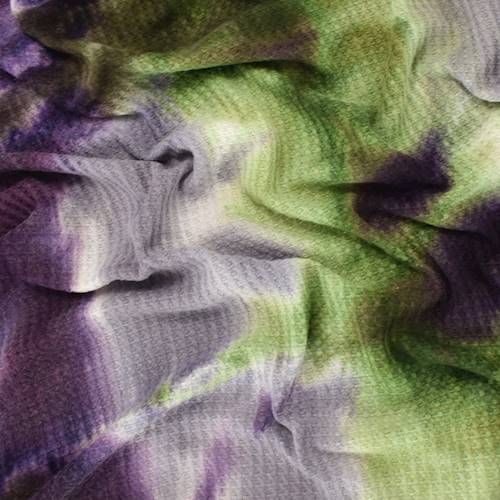 2 3/4 YD PC-Lavender/Sage/Eggplant Tie Dye Waffle Knit Fabric