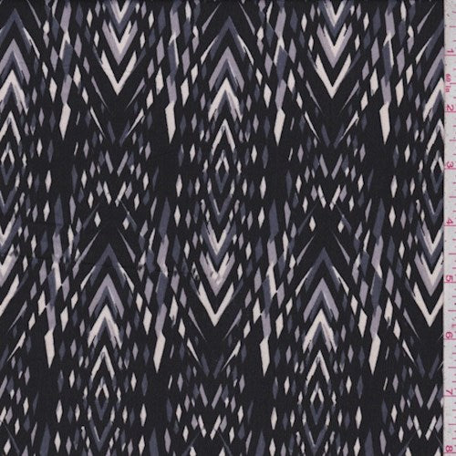 3 YD PC-Black/Slate/Silver Diamond Stripe Charmeuse Fabric